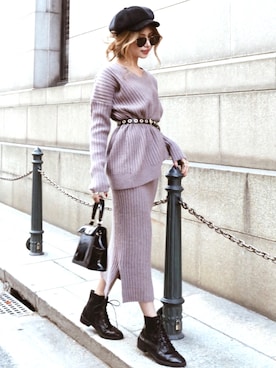 「madder vintage」｜「アイテム（セットアップ）」を使った、Akaneさん（レディース・163cm）の冬コーディネート