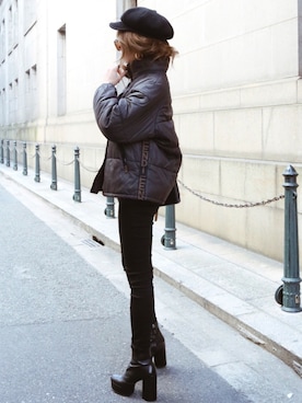 「MARC JACOBS（マークジェイコブス）のアイテム（ブーツ）」を使った、Akaneさん（レディース・163cm）の冬コーディネート