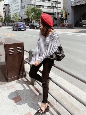 「Acne Studios（アクネストゥディオズ）のACNE STUDIOS SKIN 5 BLACK（デニムパンツ）」を使った、Akaneさん（レディース・163cm）の春コーディネート