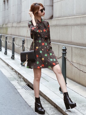 「MARC JACOBS（マークジェイコブス）のアイテム（ブーツ）」を使った、Akaneさん（レディース・163cm）の夏コーディネート