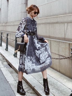 「MARC JACOBS（マークジェイコブス）のアイテム（ブーツ）」を使った、Akaneさん（レディース・163cm）の夏コーディネート