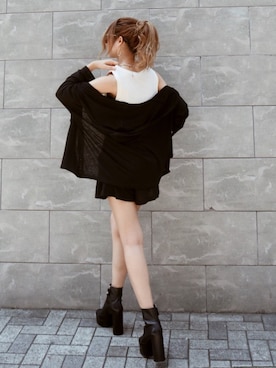 「MARC JACOBS（マークジェイコブス）のアイテム（ブーツ）」を使った、Akaneさん（レディース・163cm）の夏コーディネート