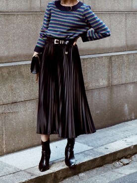 「Saint Laurent」｜「アイテム（ワンピース/ドレス）」を使った、Akaneさん（レディース・163cm）の冬コーディネート
