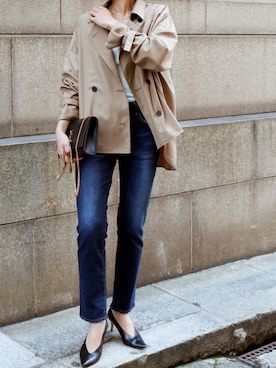 「SAINT LAURENT PARIS（サンローランパリ）のアイテム」を使った、Akaneさん（レディース・163cm）の春コーディネート