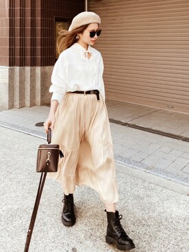 「madder vintage」｜「アイテム（ハンチング/ベレー帽）」を使った、Akaneさん（レディース・163cm）の春コーディネート