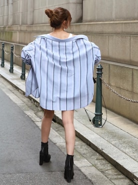 「MARC JACOBS（マークジェイコブス）のアイテム（ブーツ）」を使った、Akaneさん（レディース・163cm）の春コーディネート