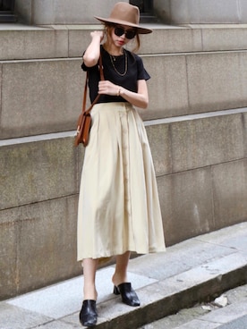 「ZOZO（ゾゾ）のクルーネックTシャツ［WOMEN］（Tシャツ/カットソー）」を使った、Akaneさん（レディース・163cm）の春コーディネート