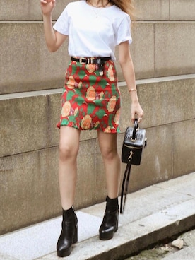 「MARC JACOBS（マークジェイコブス）のアイテム（ブーツ）」を使った、Akaneさん（レディース・163cm）の夏コーディネート
