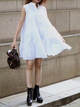 「MARC JACOBS（マークジェイコブス）のアイテム（ブーツ）」を使った、Akaneさん（レディース・163cm）の夏コーディネート