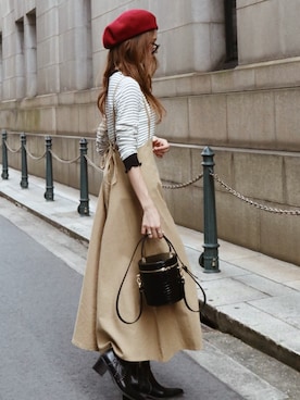 「madder vintage」｜「アイテム（ハンチング/ベレー帽）」を使った、Akaneさん（レディース・163cm）の秋コーディネート