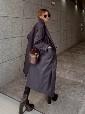 「madder vintage」｜「アイテム（トレンチコート）」を使った、Akaneさん（レディース・163cm）の秋コーディネート