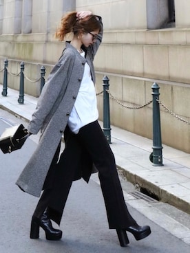 「MARC JACOBS（マークジェイコブス）のアイテム（ブーツ）」を使った、Akaneさん（レディース・163cm）の春コーディネート