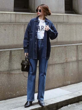 「KENZO（ケンゾー）のアイテム（ジャケット/アウター）」を使った、Akaneさん（レディース・163cm）の春コーディネート