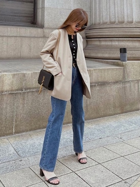 「SAINT LAURENT PARIS（サンローランパリ）のアイテム」を使った、Akaneさん（レディース・163cm）の春コーディネート