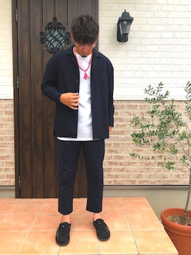 「TRANS CONTINENTS（トランスコンチネンツ）のアイテム（パンツ）」を使った、TAKAさん（メンズ・182cm）の夏コーディネート