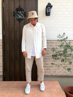 「LAKOLE（ラコレ）のアイテム（帽子）」を使った、TAKAさん（メンズ・182cm）の夏コーディネート