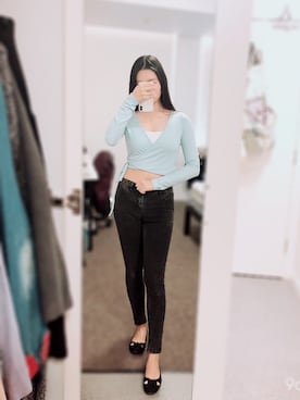 「blue」｜「アイテム（スリッポン）」を使った、Snowさん（レディース・165cm）の春コーディネート
