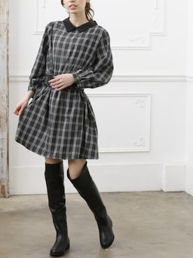「ニーハイブーツ」｜しばさん（レディース・174cm）の秋コーディネート