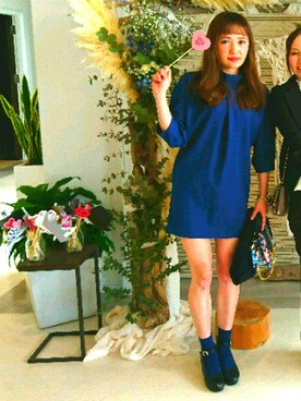 「EMODA（エモダ）のアイテム（One piece dress、ブルー系）」を使った、まるさん（レディース）の春コーディネート