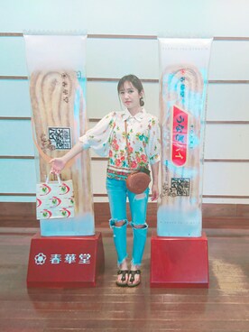 「MOUSSY（マウジー）のアイテム（Denim pants、ブルー系）」を使った、まるさん（レディース）の夏コーディネート