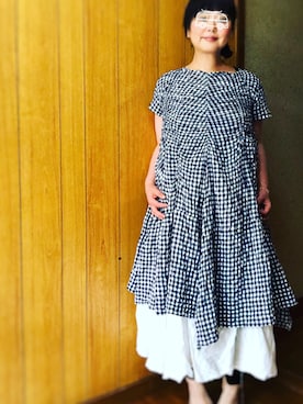 「tricot COMME des GARCONS（トリココムデギャルソン）のアイテム（ワンピース）」を使った、Mikako Hathawayさん（レディース・162cm）の夏コーディネート