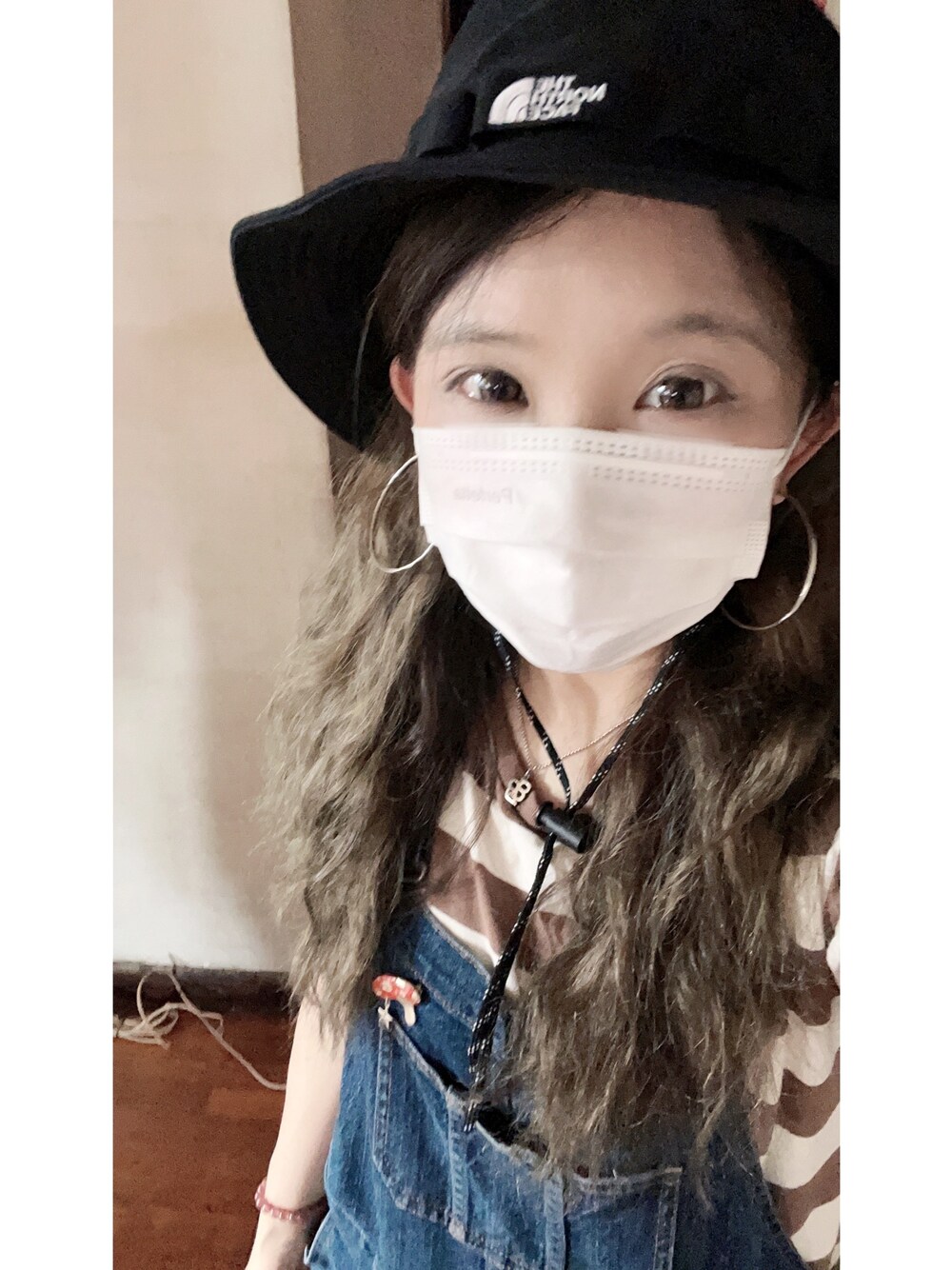 「THE NORTH FACEの【THE NORTH FACE】 ザ・ノース・フェイス コットンツイル バケットハット（ハット、ブラック系）」を使った、🍄Gigi🍄さん（レディース・153cm）の夏コーディネートの1枚目の写真