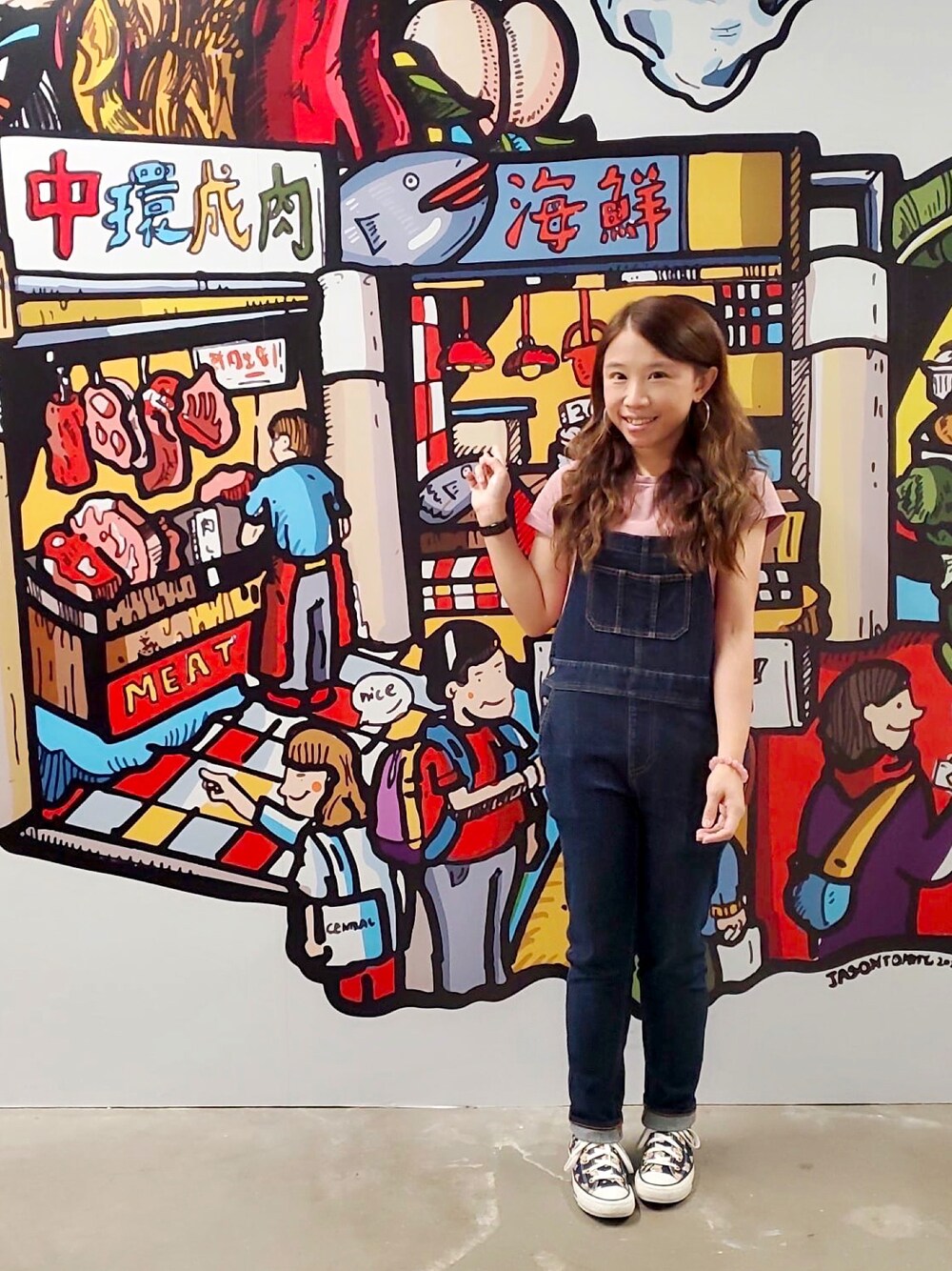 「LOWRYS FARMのデニムオーバーオール　869781（サロペット/オーバーオール、ブルー系）」を使った、🍄Gigi🍄さん（レディース・153cm）の秋コーディネートの1枚目の写真
