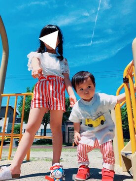 「アイテム（おもちゃ、ブルー系）」を使った、ayumun☺︎︎さん（キッズ・90cm）の夏コーディネート