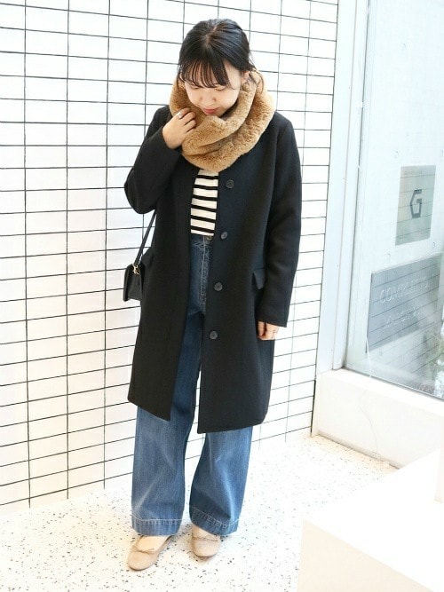 IENA SLOBE ファースヌード付きノーカラーコート （SAE(SLOBE IENA本社  