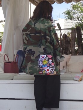 「SPINNS（スピンズ）のアイテム（ミリタリージャケット）」を使った、ゆうちょ⇆さん（レディース・154cm）の春コーディネート