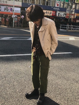 「ライタースジャケット」｜「アイテム（その他）」を使った、TAKUさん（メンズ・171cm）の冬コーディネート