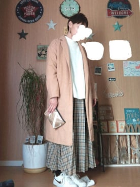 「ペーパーバッグ」｜「アイテム（その他アウター）」を使った、みゅうさん（レディース・160cm）の冬コーディネート