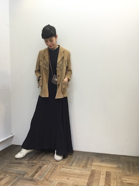 「RALPH LAUREN（ラルフ ローレン）のアイテム（ジャケット/アウター、ブラウン系）」を使った、百冨友香理さん（レディース・160cm）の冬コーディネート