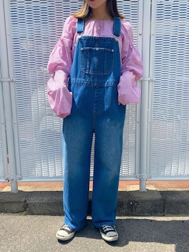「SPINNS（スピンズ）のアイテム（サロペット/オーバーオール）」を使った、Thina ☻さん（レディース・158cm）の春コーディネート