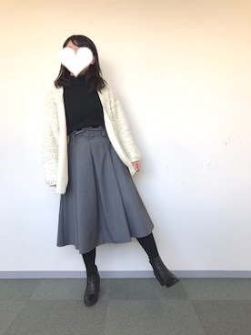 「ループ編み」｜あやかさん（レディース・157cm）の冬コーディネート