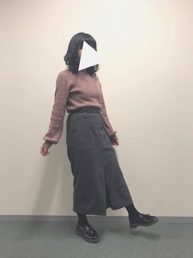 「ピンクベージュ」｜「アイテム（MA-1）」を使った、あやかさん（レディース・157cm）の冬コーディネート