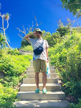 「沖縄旅行」｜がーすーさん（メンズ・178cm・30代）の夏コーディネート