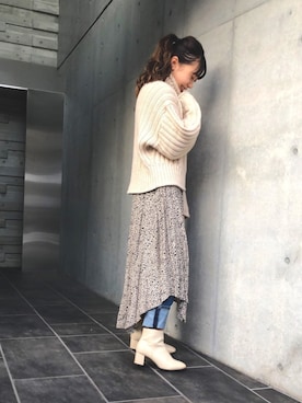 「LOWRYS FARM（ローリーズファーム）のストレッチヒールブーツ　851418（ブーツ）」を使った、momokaさん（レディース・152cm）の冬コーディネート