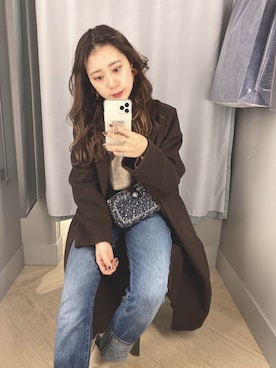 「LOWRYS FARM（ローリーズファーム）のストレッチヒールブーツ　851418（ブーツ）」を使った、momokaさん（レディース・152cm）の冬コーディネート