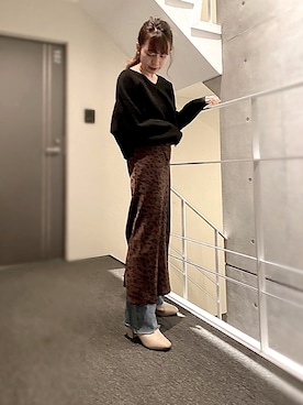 「LOWRYS FARM（ローリーズファーム）のストレッチヒールブーツ　851418（ブーツ）」を使った、momokaさん（レディース・152cm）の冬コーディネート