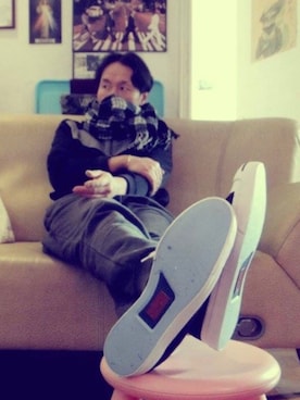 「PUMA（プーマ）のアイテム（ナイロンジャケット）」を使った、jayさん（メンズ・185cm）の冬コーディネート