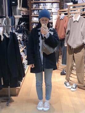 「MOUSSY（マウジー）のMVS SKINNY（デニムパンツ）」を使った、gugagaさん（レディース・163cm）の秋コーディネート