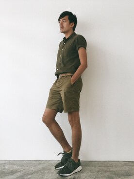 「PULL&BEAR（プルアンドベア）のアイテム（スニーカー）」を使った、Alexander Yeungさん（メンズ・174cm）の夏コーディネート