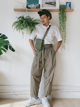 「pants」｜「アイテム（帽子）」を使った、Alexander Yeungさん（メンズ・174cm）の夏コーディネート