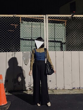 「アイテム（チューブトップ、ブルー系）」を使った、carine 🇹🇼さん（レディース・153cm）の春コーディネート