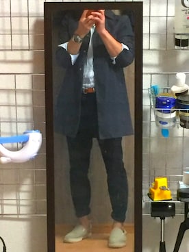 「雨の日」｜「アイテム（ステンカラーコート）」を使った、ひらたけさん（メンズ・161cm）の秋コーディネート