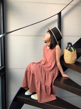 「no brand（ノーブランド）のアイテム（かごバッグ）」を使った、★COCO☆さん（キッズ・136cm）の春コーディネート