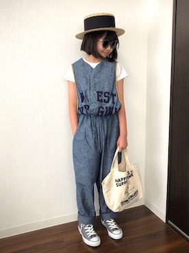 「DENIM DUNGAREE（デニムダンガリー）のアイテム（オールインワン・サロペット）」を使った、★COCO☆さん（キッズ・138cm）の夏コーディネート