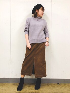 「GLOBAL WORK（グローバルワーク）のマシュマロタッチスタンドプルオーバー/834499（ニット/セーター）」を使った、yasuno.【GLOBALWORK】さん（レディース・162cm）の冬コーディネート