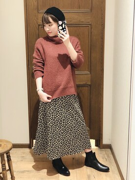 「GLOBAL WORK（グローバルワーク）のマシュマロタッチスタンドプルオーバー/834499（ニット/セーター）」を使った、yasuno.【GLOBALWORK】さん（レディース・162cm）の冬コーディネート